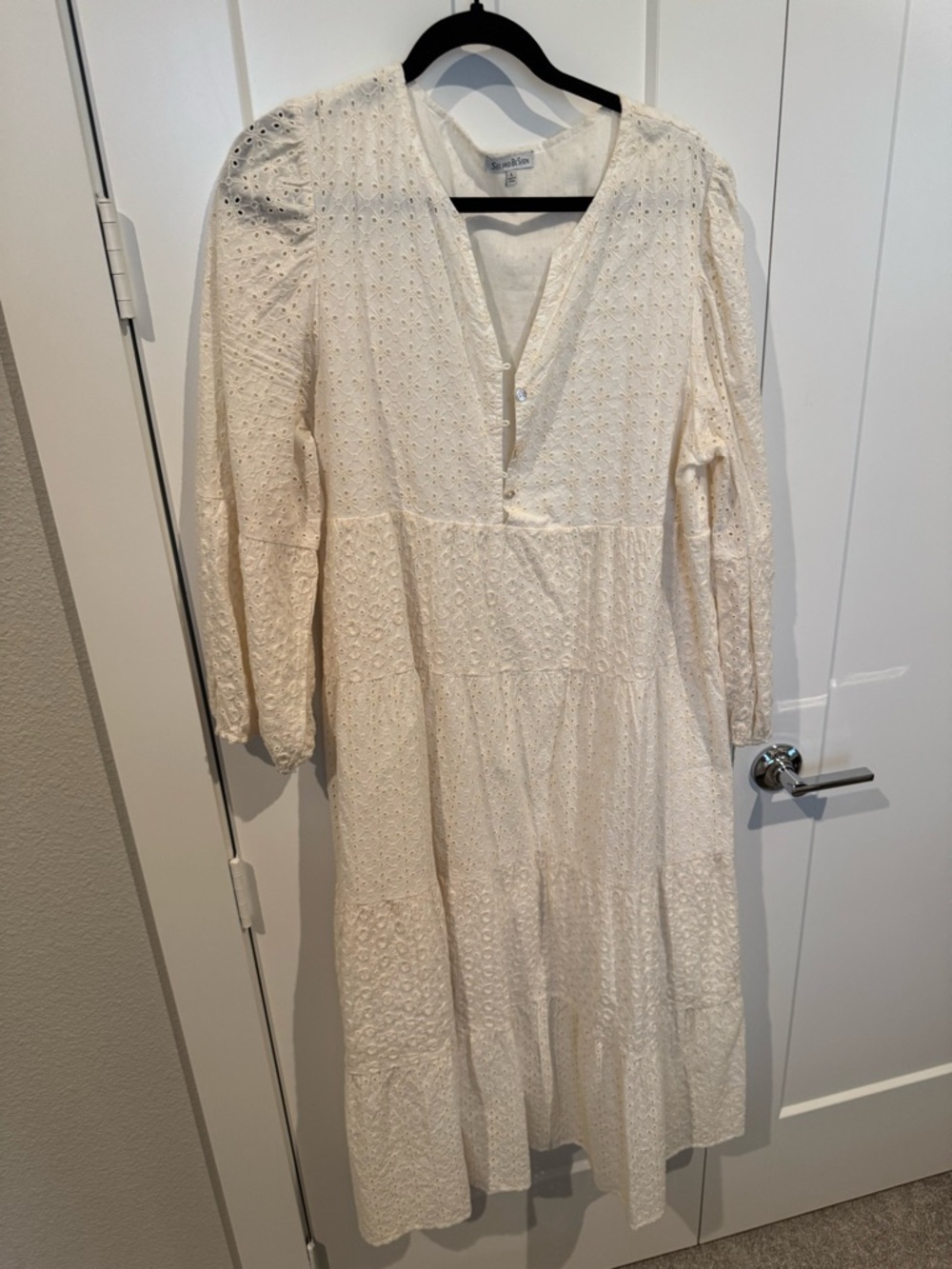 Cream Eyelet Midi Dress